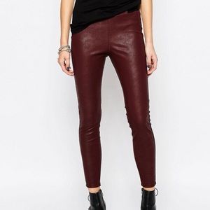 Blank NYC Maroon Leather Leggings Size 26
